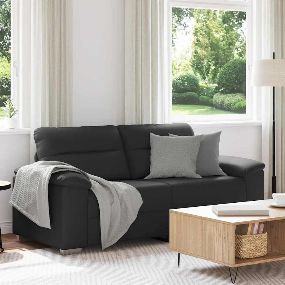 Schwarzes 2-Sitzer Sofa Kunstleder