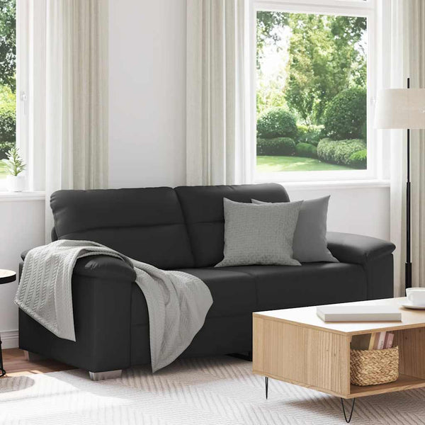 Schwarzes 2-Sitzer Sofa Kunstleder
