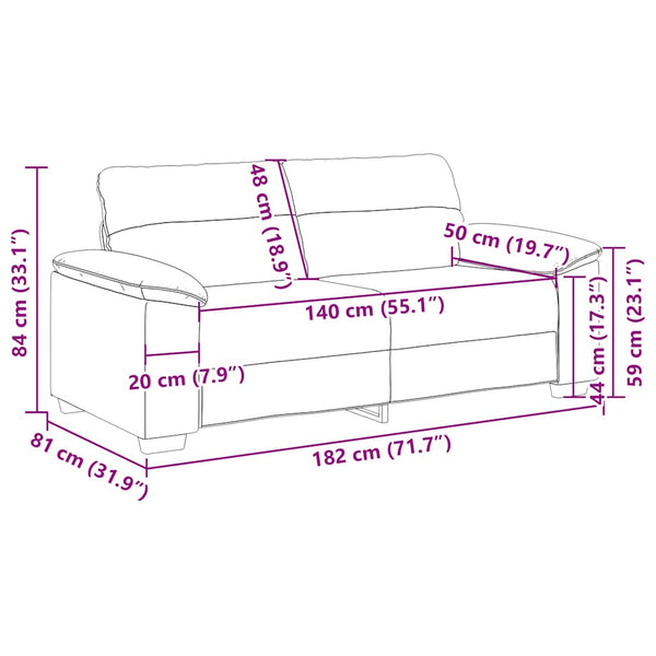 2-Sitzer Sofa Weiß Kunstleder 180 cm