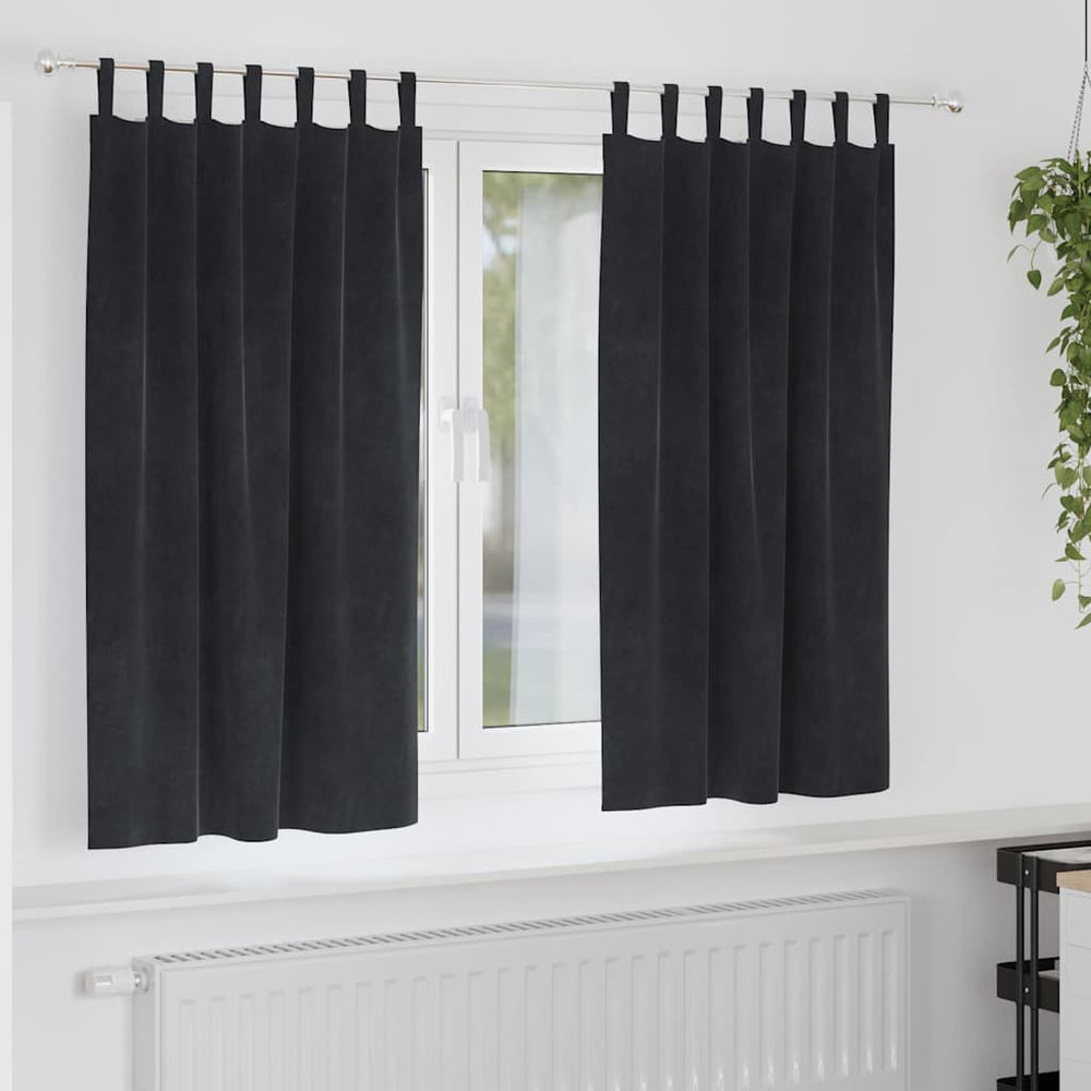Schwarze Samt Verdunkelungsvorhänge 140x175cm, 2er-Set