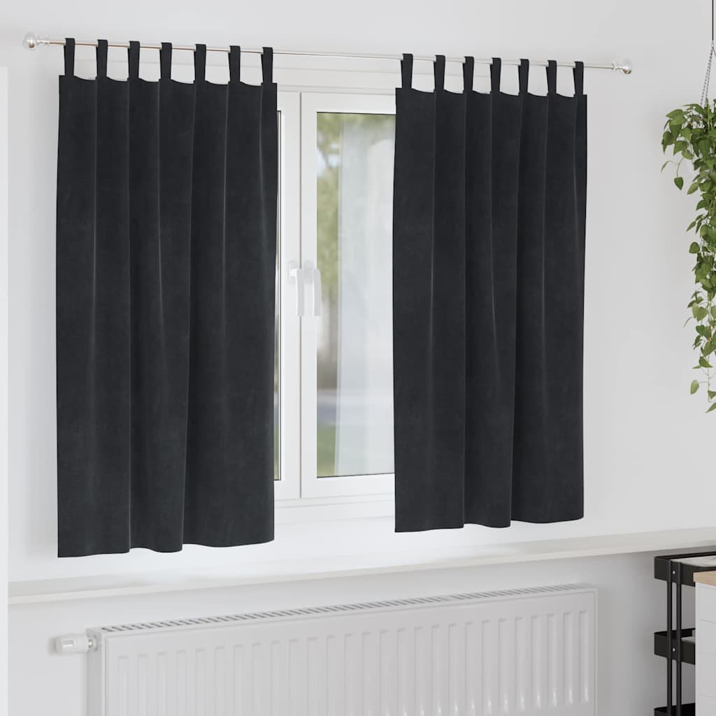 Schwarze Samt Verdunkelungsvorhänge 140x175cm, 2er-Set