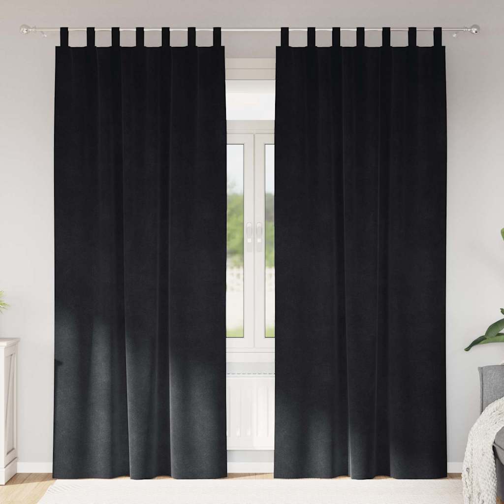 Schwarze Samt Verdunkelungsvorhänge 140x225 cm, 2er-Set