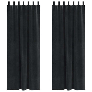 Schwarze Samt Verdunkelungsvorhänge 140x225 cm, 2er-Set