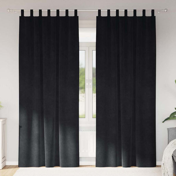Schwarze Samt Verdunkelungsvorhänge 140x245 cm, 2er-Set