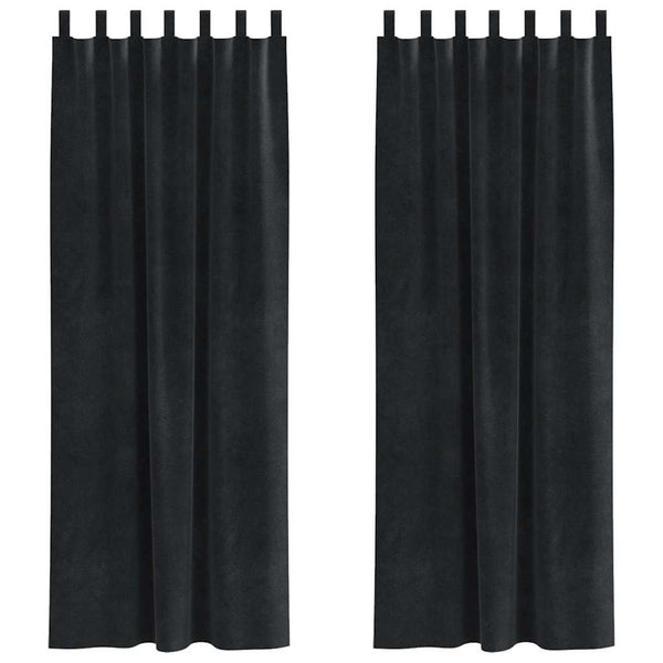 Schwarze Samt Verdunkelungsvorhänge, 140x260 cm, 2er-Set