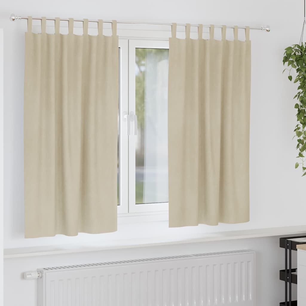 Creme Samt Verdunkelungsvorhänge 140 x 175cm, 2er-Set
