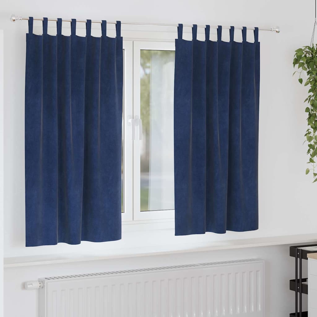 Verdunkelungsvorhänge Dunkelblau Samt 140x175 cm, 2er-Set
