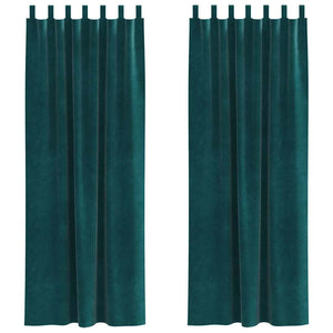 Verdunkelungsvorhänge Samt Dunkelgrün 140x225cm, 2er Set