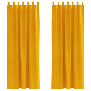 Senfgelbe Samt Verdunkelungsvorhänge 140x225cm, 2er-Set