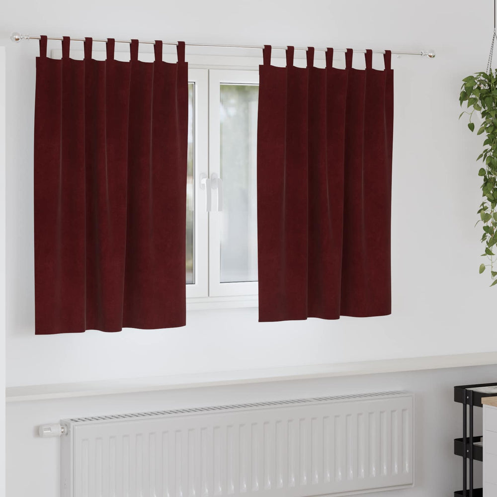 Weinrote Samt Verdunkelungsvorhänge 140x140 cm, 2er-Set
