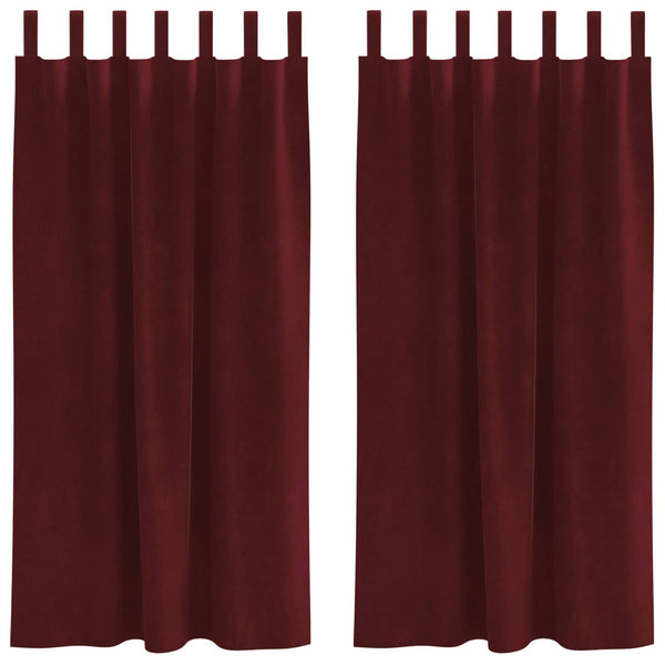 Weinrote Samt Verdunkelungsvorhänge, 140x175 cm, 2er-Set