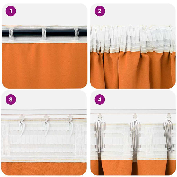 Orange Verdunkelungsvorhänge mit Ringen 175x140cm, 2er-Set