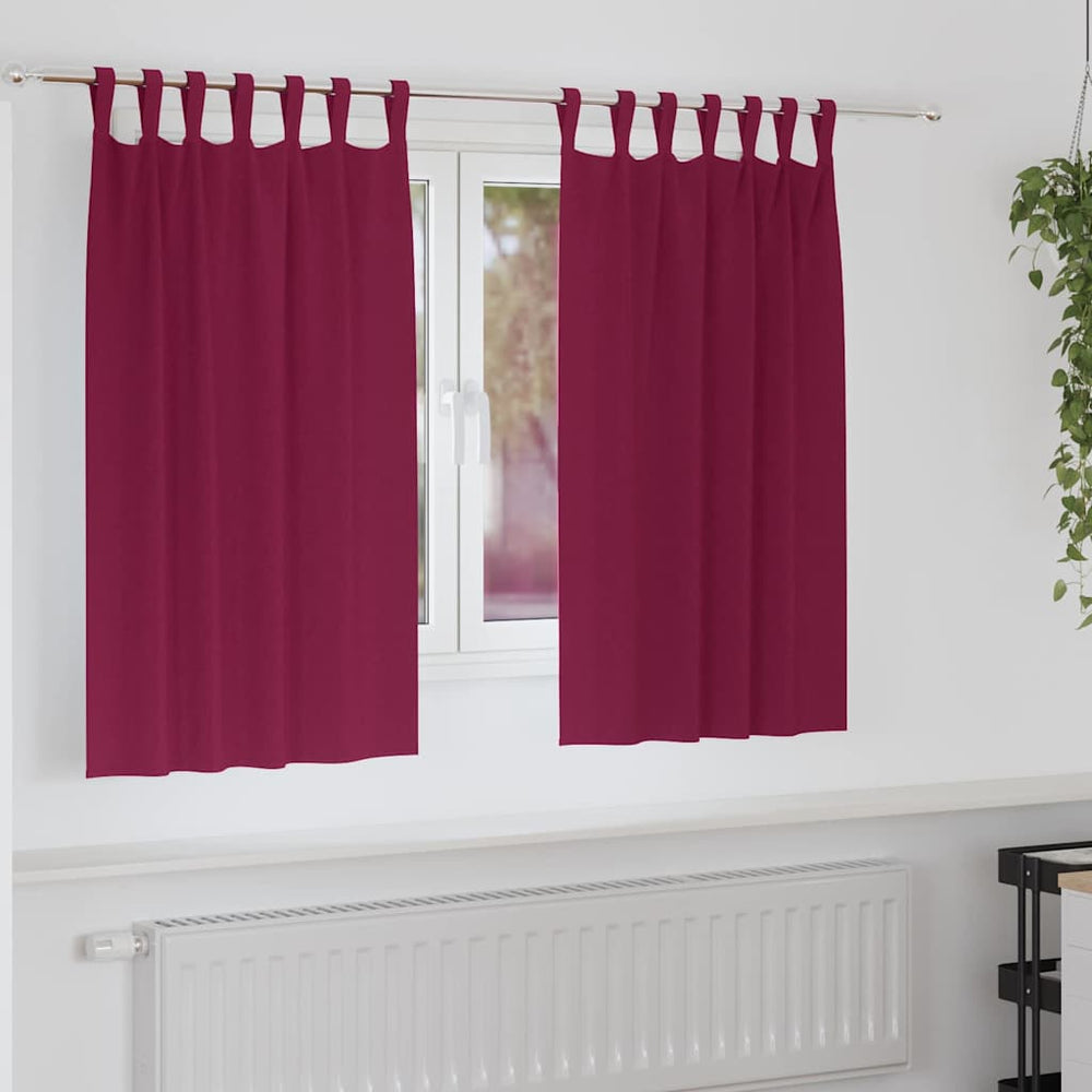Weinrote Verdunkelungsvorhänge mit Ringen 140x140cm, 2er-Set