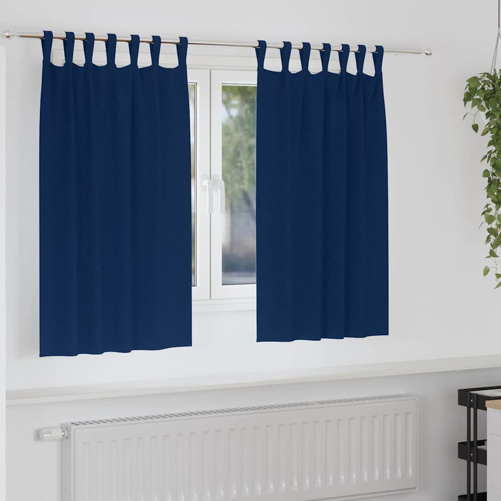 Dunkelblaue Verdunkelungsvorhänge mit Ringen, 140x140cm, 2er-Set