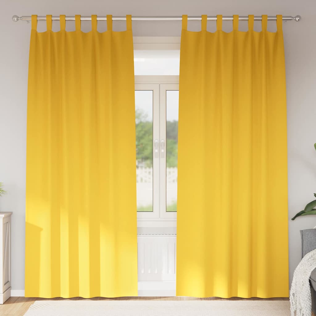 Senfgelbe Verdunkelungsvorhänge mit Ringen, 2er-Set