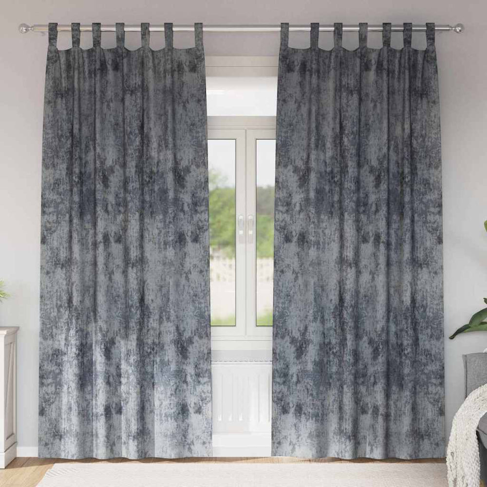 Silber Grau Samtvorhänge 260x140cm, 2er Set