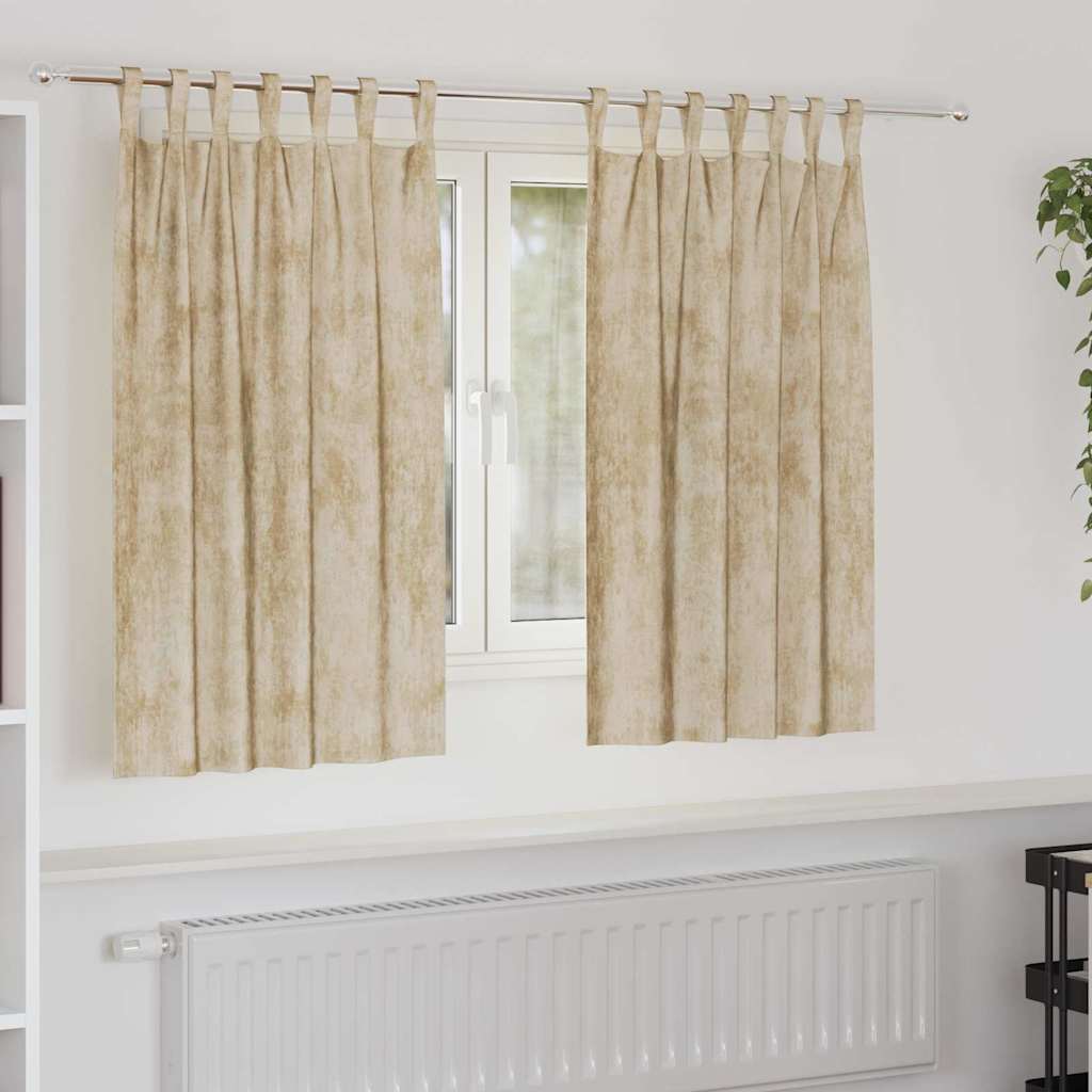Creme Samtvorhänge 140x140 cm, 2er-Set