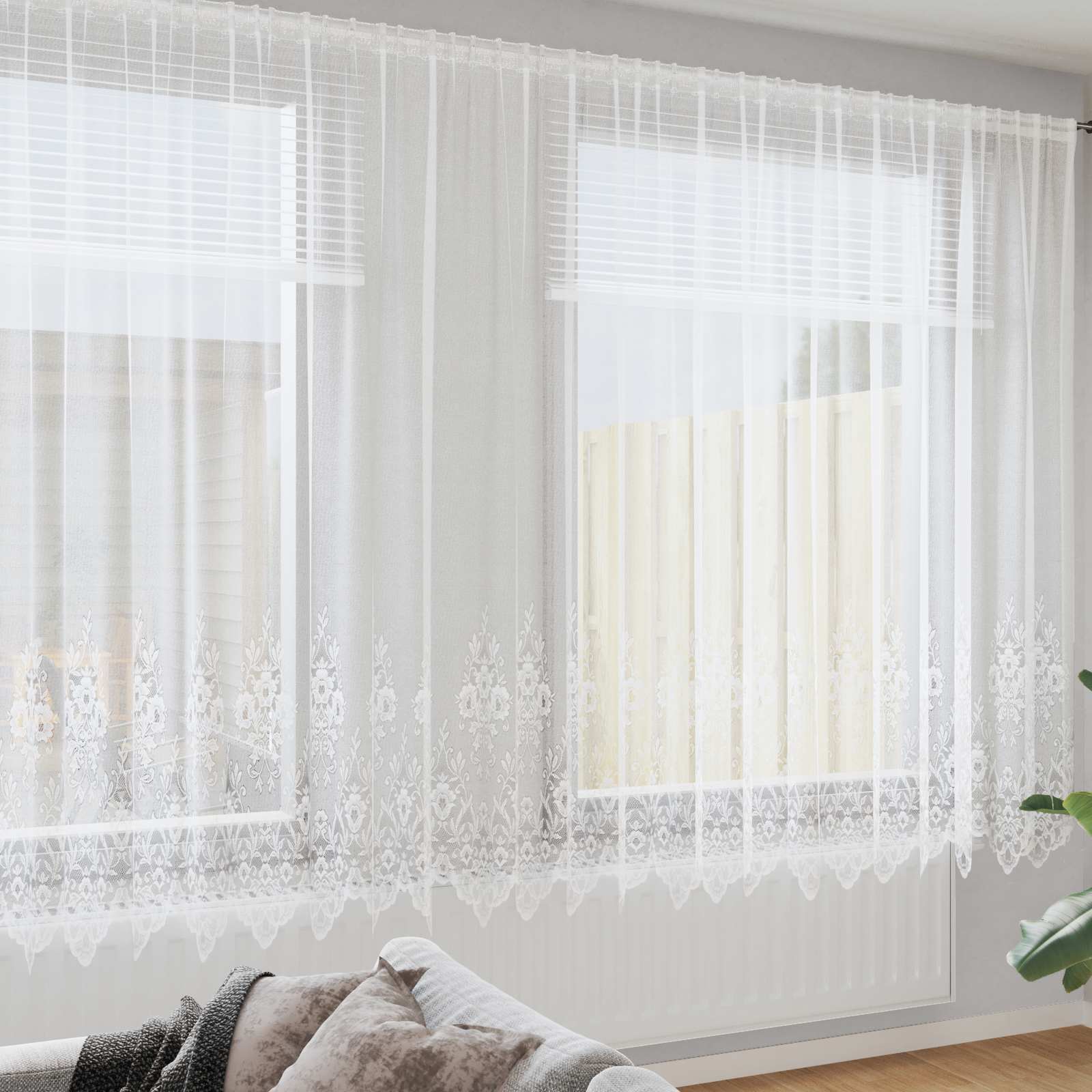 Spitzenvorhang Floral Weiß 240x750cm