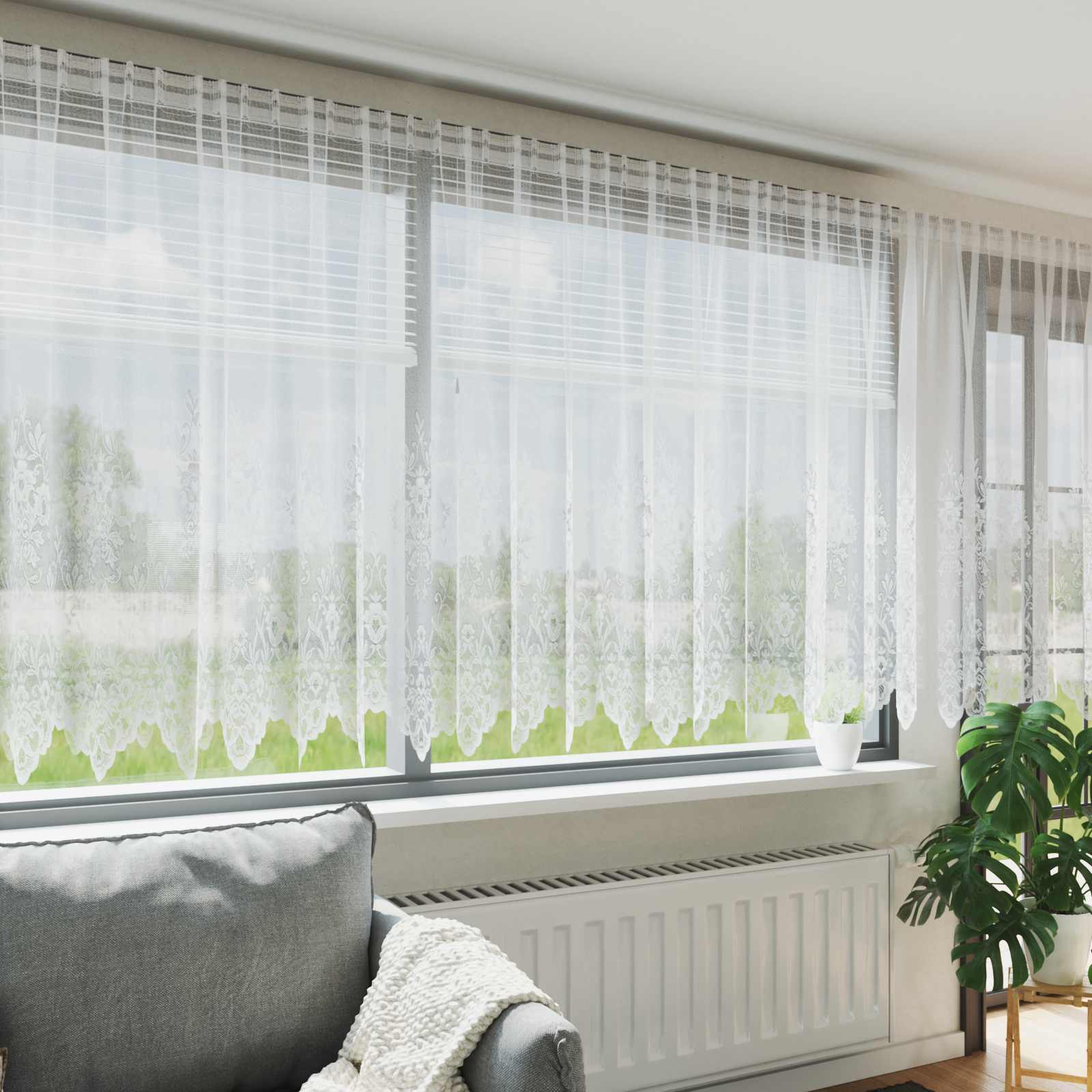 Spitzenvorhang Weiß 140x1200 cm