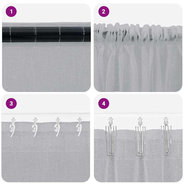 Dunkelgraue Voile-Vorhänge, 140x140 cm, 2er-Set