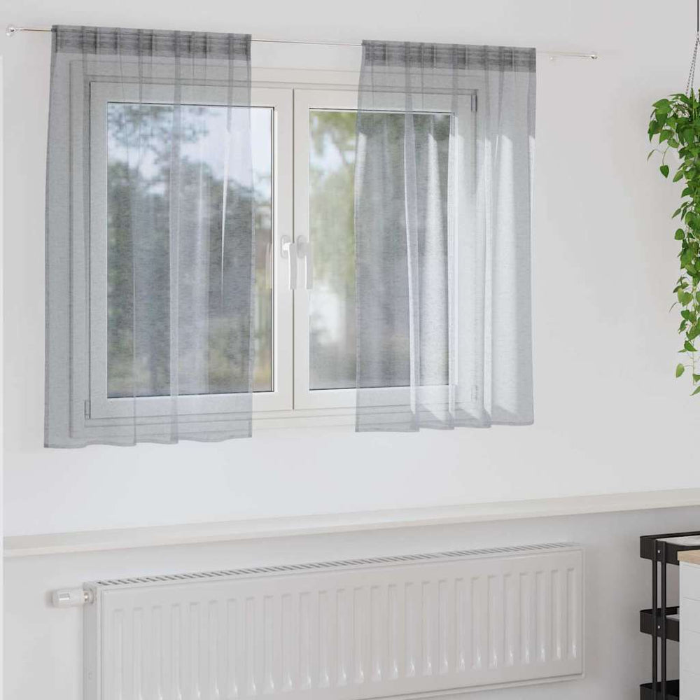 Dunkelgraue Voile-Vorhänge, 140x140 cm, 2er-Set
