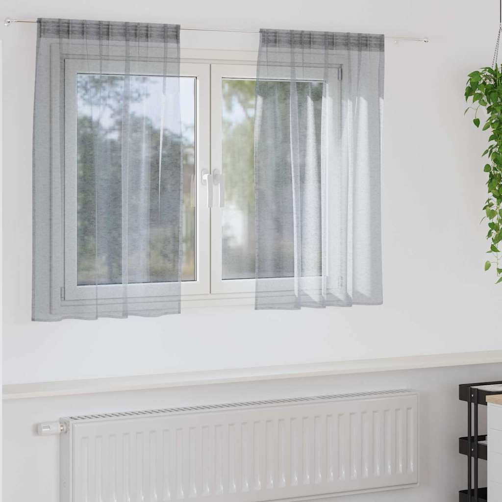Dunkelgraue Voile-Vorhänge, 140x140 cm, 2er-Set