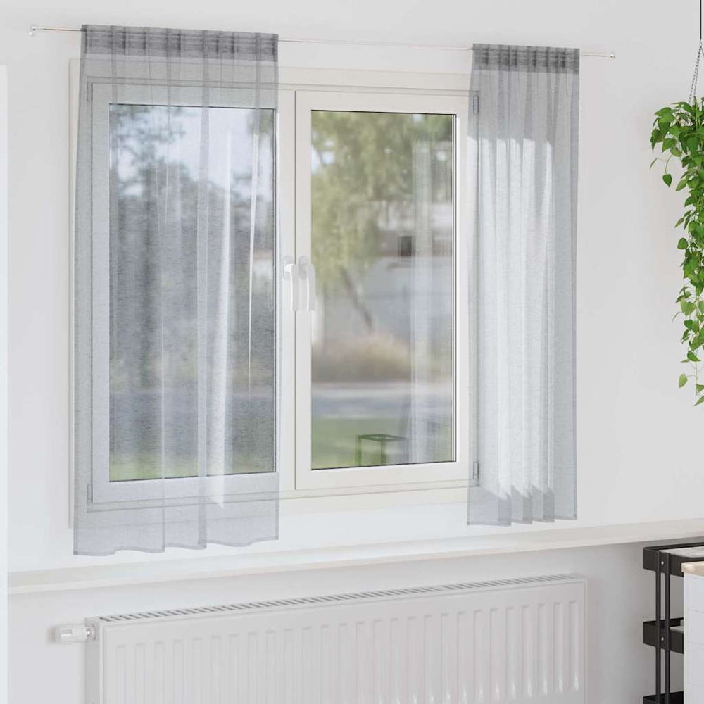 Dunkelgraue Voile-Vorhänge, 175x140cm, 2er-Set