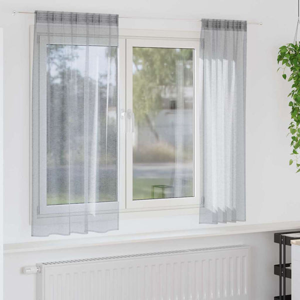 Dunkelgraue Voile-Vorhänge, 175x140cm, 2er-Set