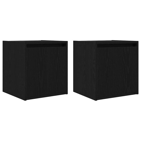 Wand-Nachttische Schwarz, 2er-Set
