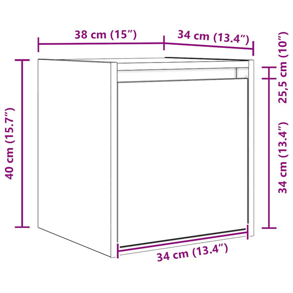 Wand-Nachttische Schwarz, 2er-Set