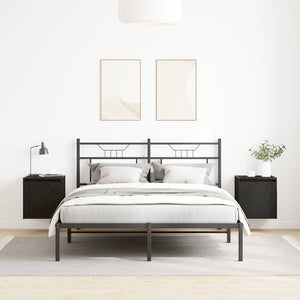 Wand-Nachttische Schwarz, 2er-Set