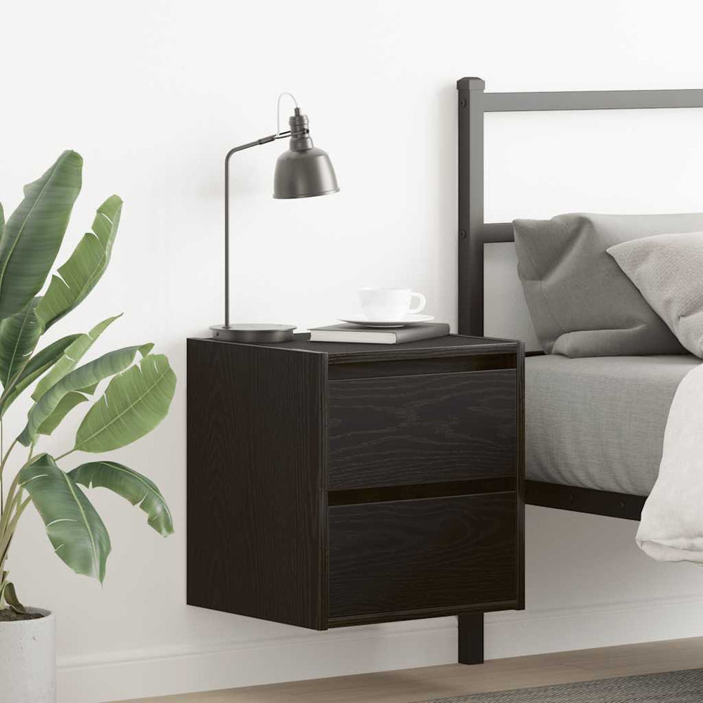 Wand-Nachttische 2er-Set, Eichen-Optik Schwarz