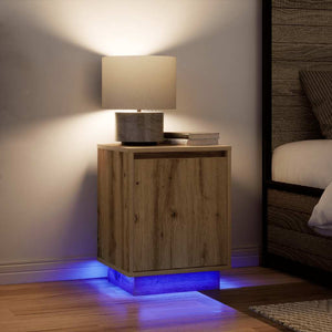 Nachttisch mit LED-Leuchten Eiche 38x34x50 cm