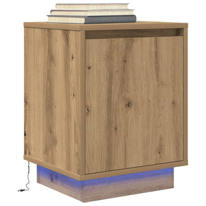 Nachttisch mit LED-Leuchten Eiche 38x34x50 cm