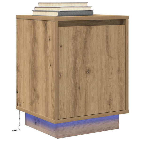 Nachttisch mit LED-Leuchten Eiche 38x34x50 cm
