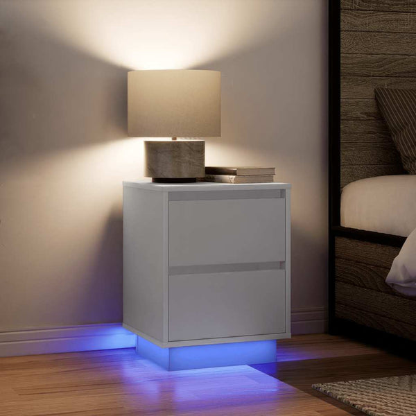 LED Nachttische 2er Set Weiß