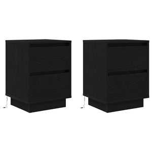 Nachttische mit LED Schwarz, 2er-Set
