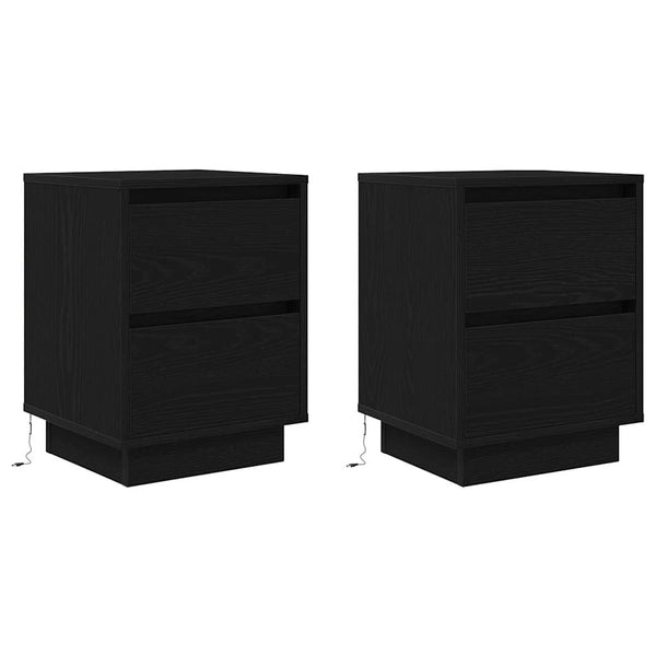 Nachttische mit LED Schwarz, 2er-Set