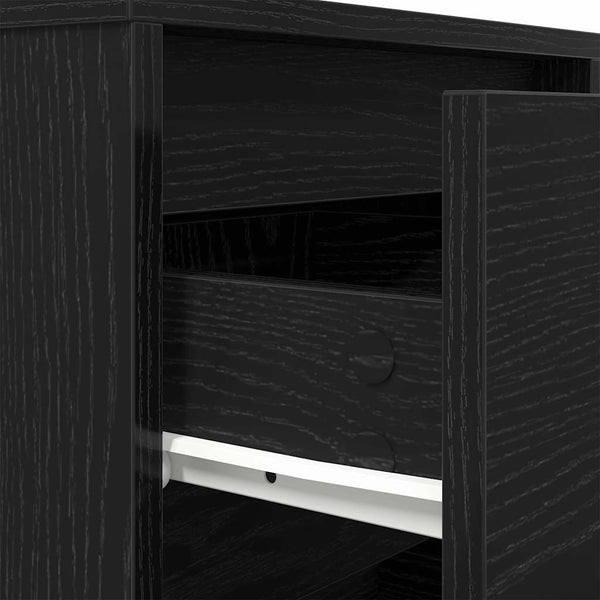 Nachttische mit LED Schwarz, 2er-Set
