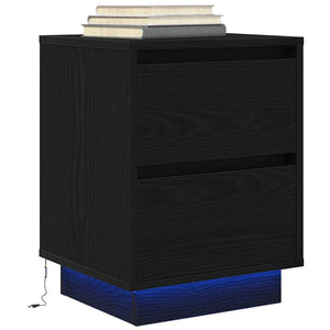 Nachttische mit LED Schwarz, 2er-Set