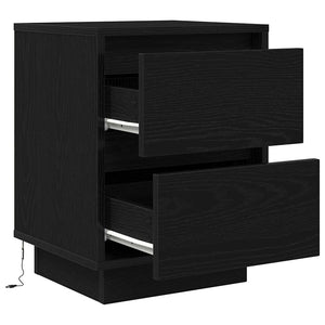 Nachttische mit LED Schwarz, 2er-Set
