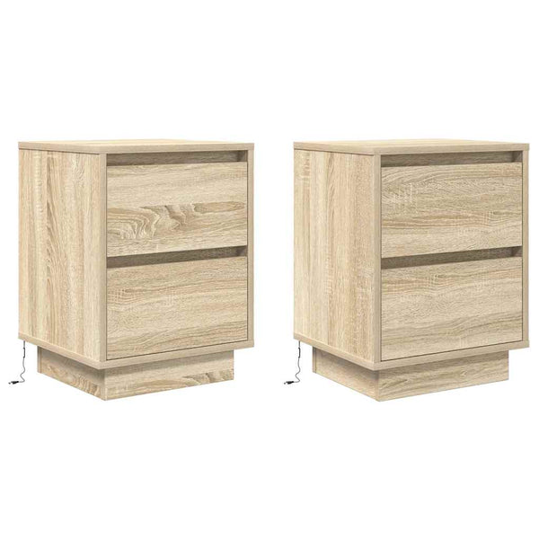 Nachttische mit LED Sonoma-Eiche 2er Set