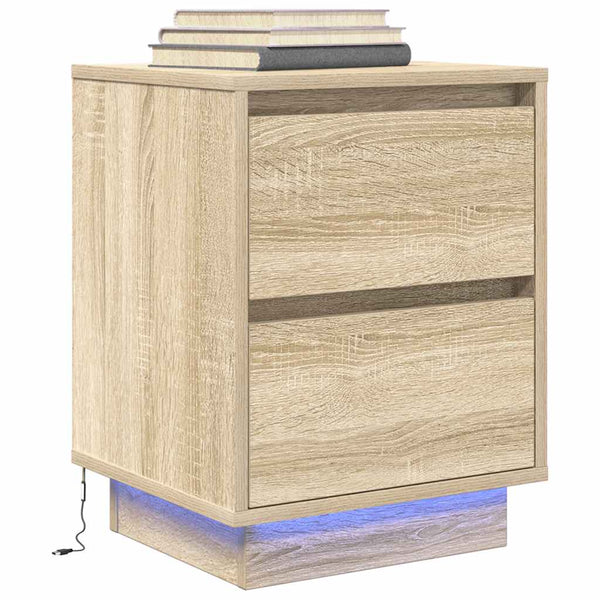 Nachttische mit LED Sonoma-Eiche 2er Set