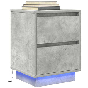 Nachttisch Betongrau mit LED-Leuchten