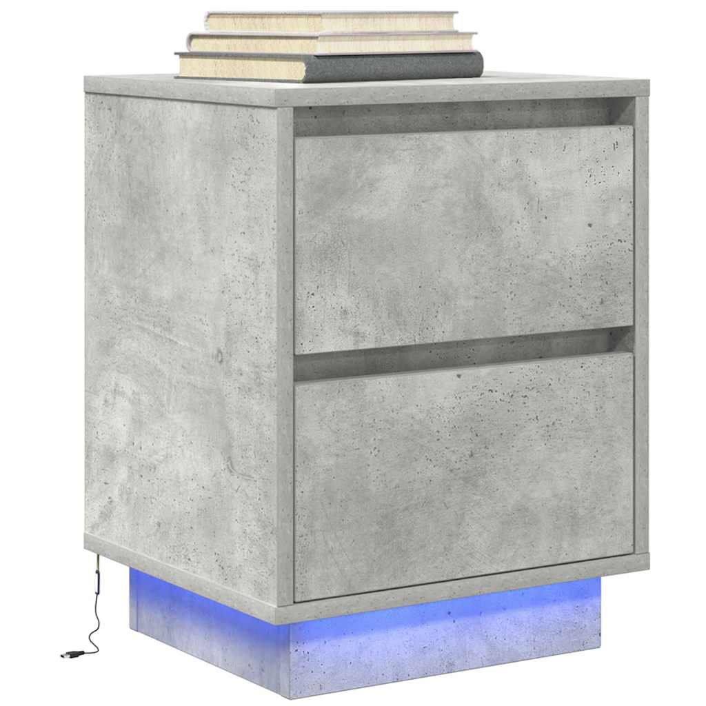 Nachttisch Betongrau mit LED-Leuchten