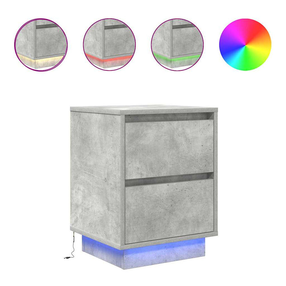 Nachttische mit LED Betongrau 2er-Set