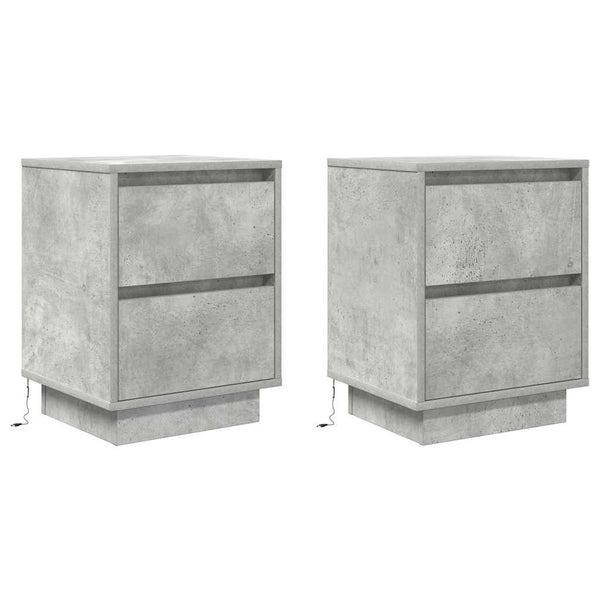 vidaXL Tables de chevet avec lumières LED 2 pcs Gris béton 38x34x50 cm
