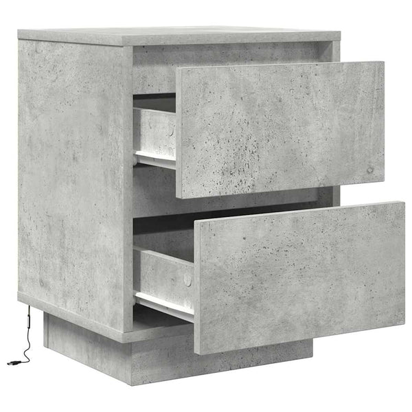 vidaXL Tables de chevet avec lumières LED 2 pcs Gris béton 38x34x50 cm