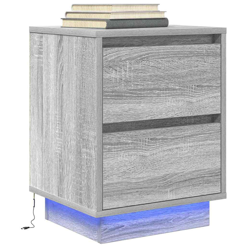 Nachttisch Grau Sonoma mit LED