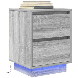 Nachttisch Grau Sonoma mit LED